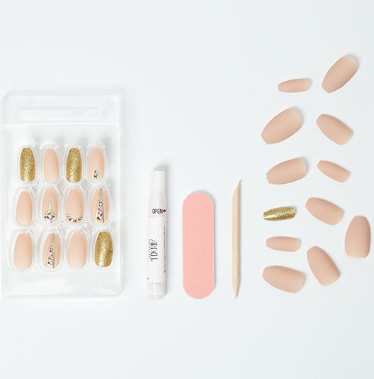 Nail Addict Premium Artificial Nail Set, Nude Jeweled