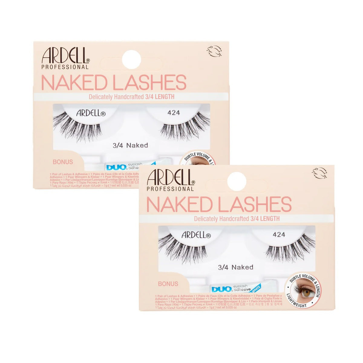 Naked Lash 3/4 Length 424 With Duo 1 Gram Glue, 2-Pack
