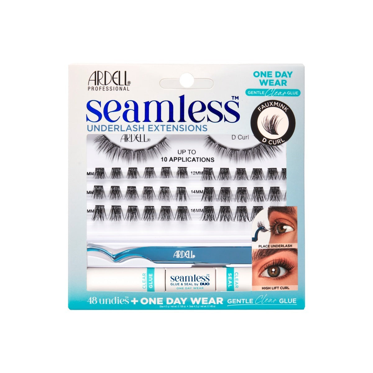Seamless Underlash Extensions Faux Mink D Curl, 48-Count