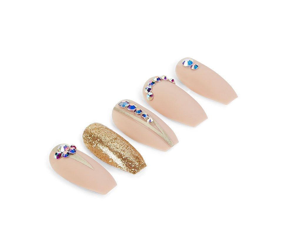 Nail Addict Premium Artificial Nail Set, Nude Jeweled