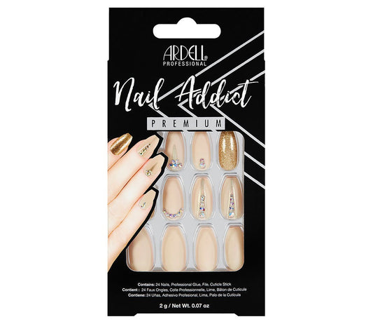 Nail Addict Premium Artificial Nail Set, Nude Jeweled