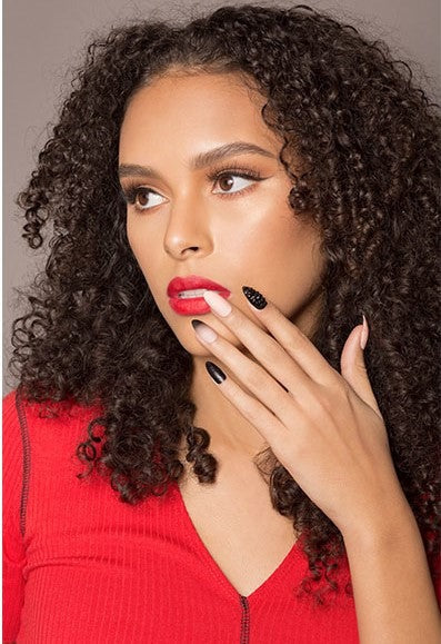 Nail Addict Premium Artificial Nail Set - Black Stud & Pink Ombré