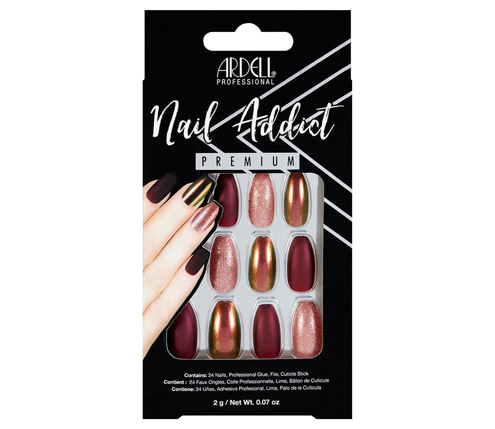 Nail Addict Premium Artificial Nail Set, Red Cateye